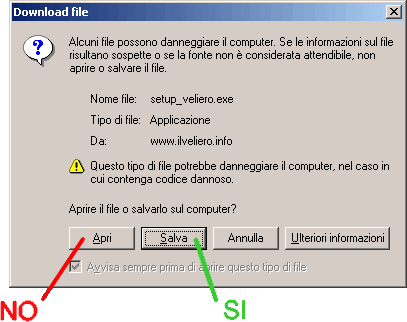 All'aprirsi di questa finestra, cliccare su SALVA
